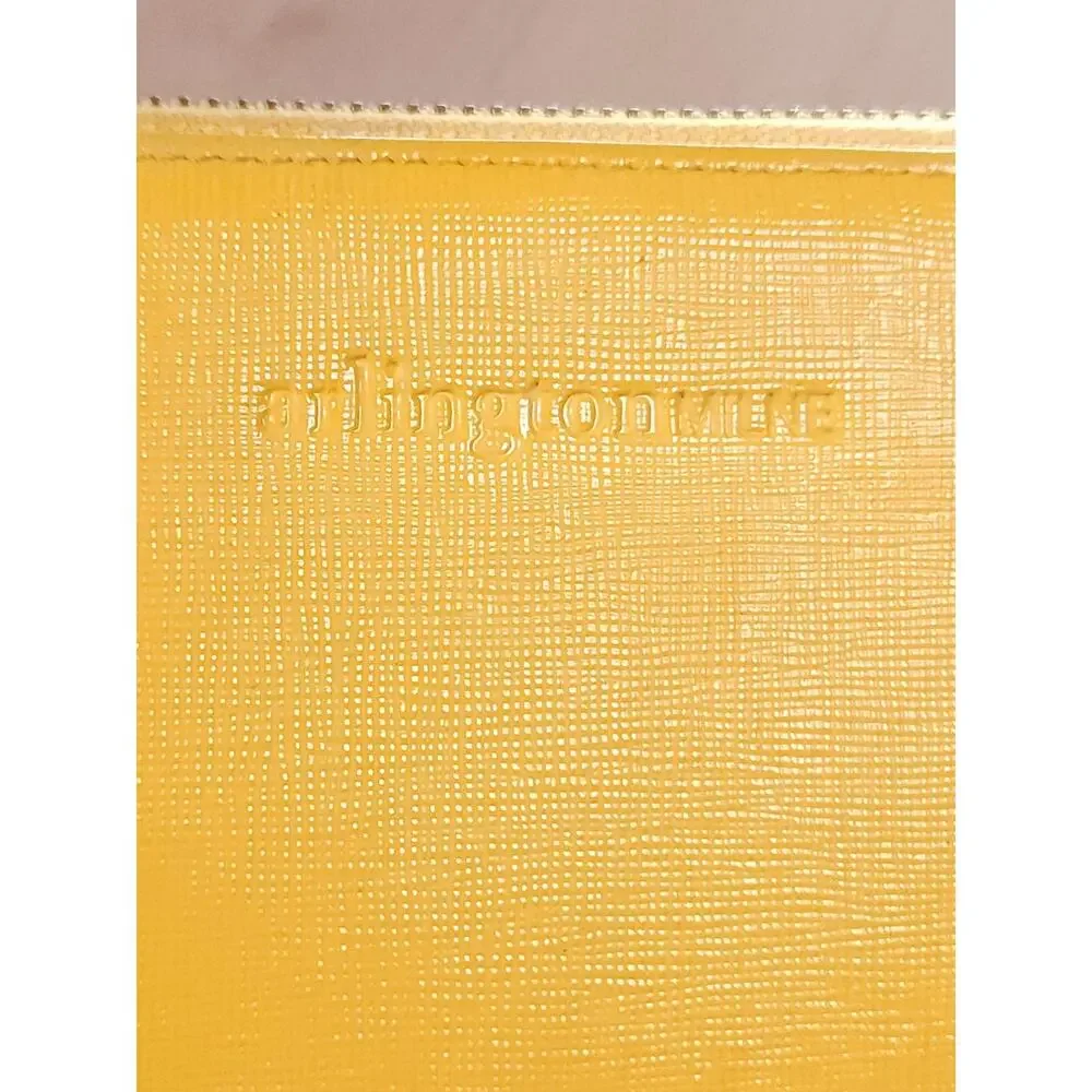 Arlington Milne Yellow Zip Around Wallet Wristlet Textured Leather Organizer